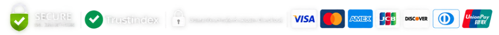 Secure SSL encryption, Trustindex, guaranteed safe checkout, and accepted payment methods